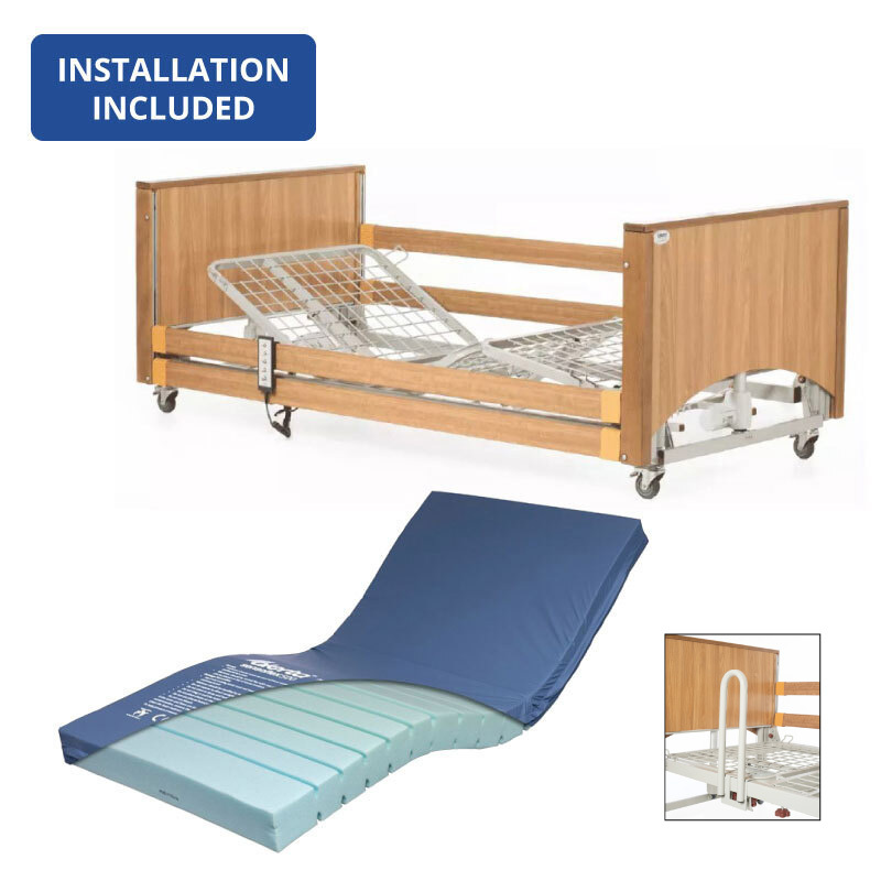 Alerta Low Oak Profiling Bed Bronze Bundle | Hospital Beds